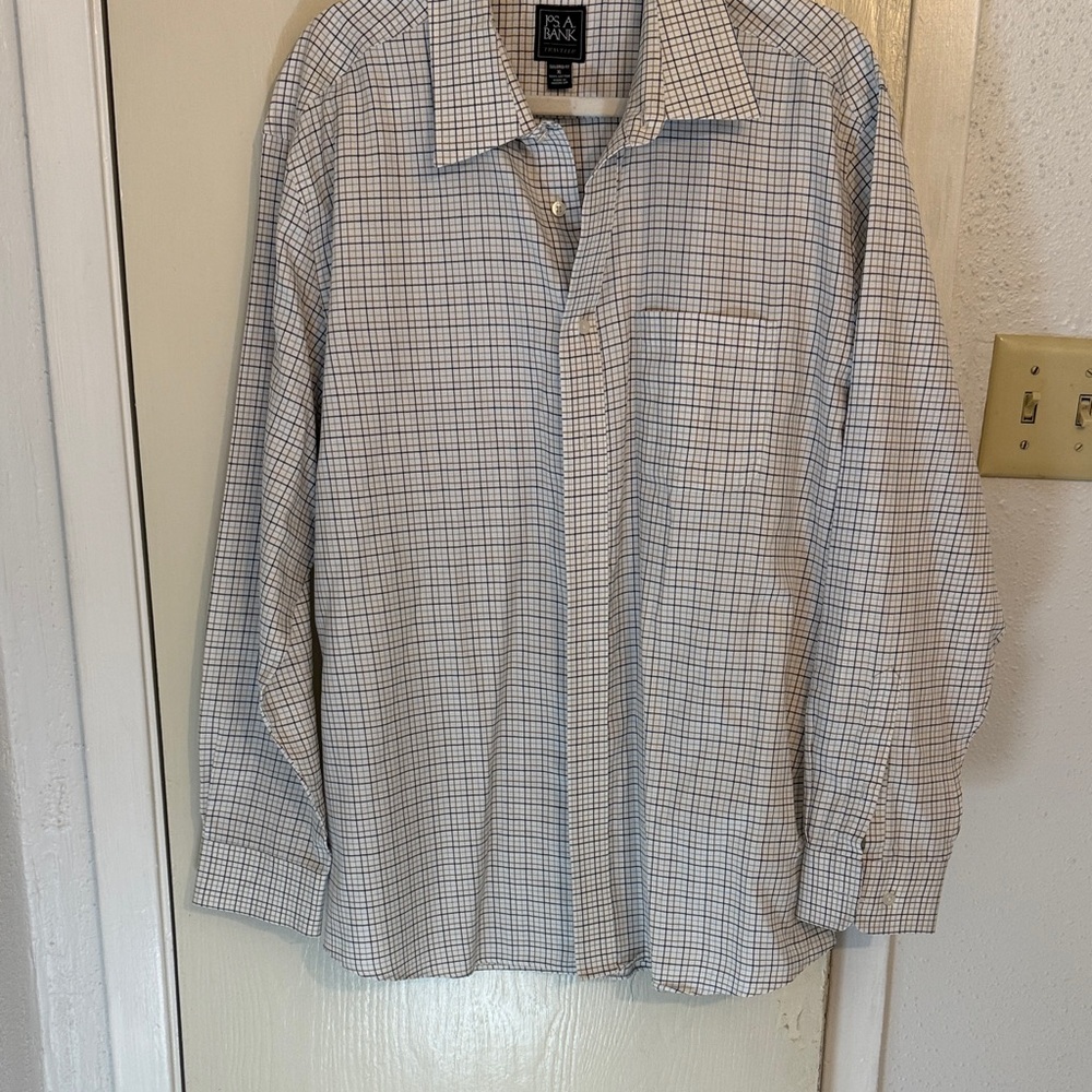 Jos. A. Bank White and Blue Plaid Men's Shirt